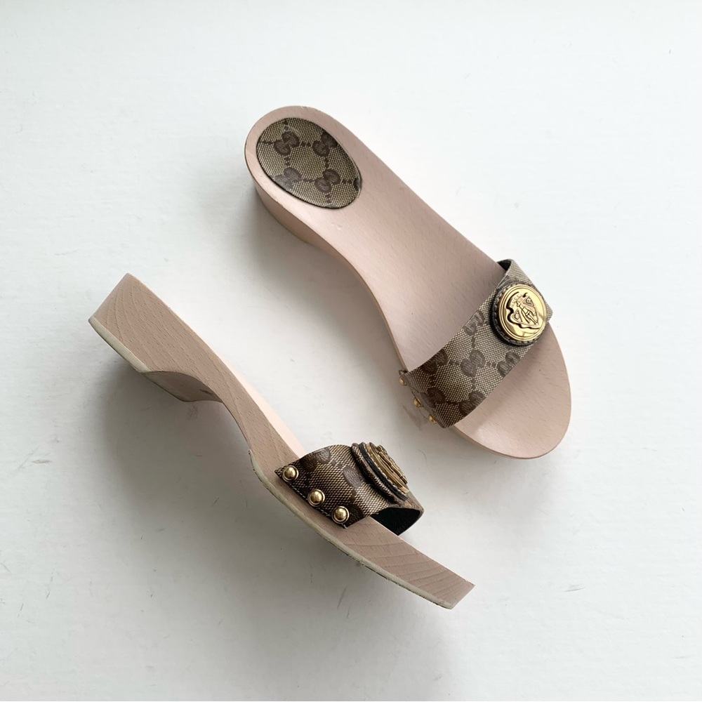Gucci Hysteria Wooden Slide Sandals